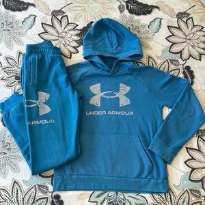 Boys UNDER ARMOUR Hoodie Sweatshirts & Sweatpants, sz Large blue